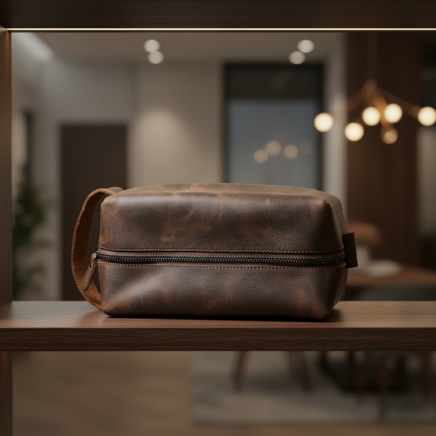 Zauray Premium Leather Dopp Kit – Travel Toiletry Bag