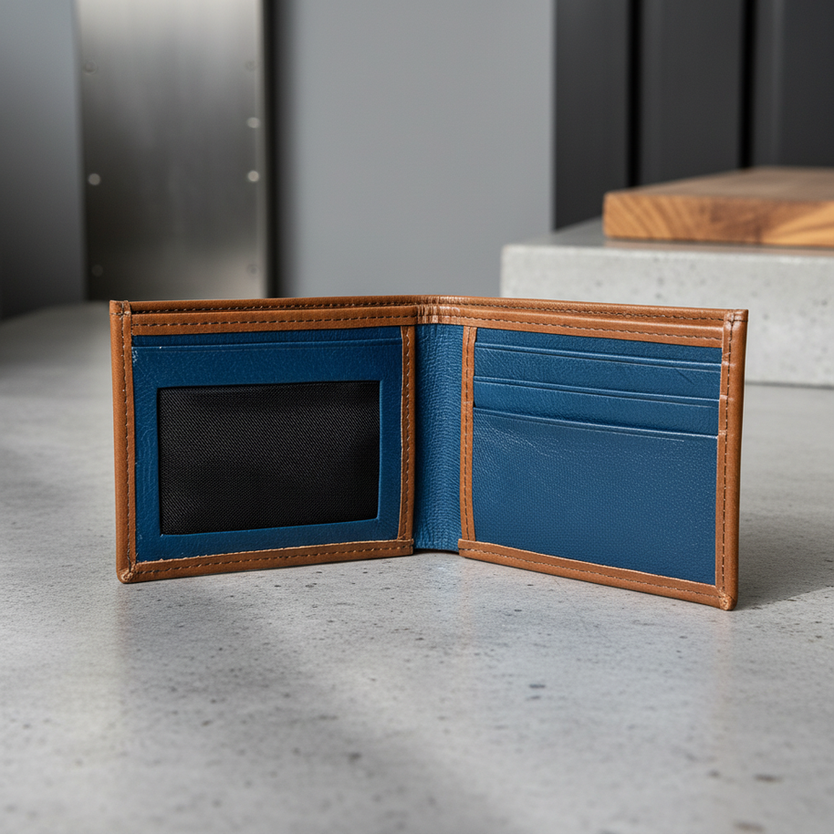 Zauray DualTone Bifold Wallet – Brown & Blue Edition