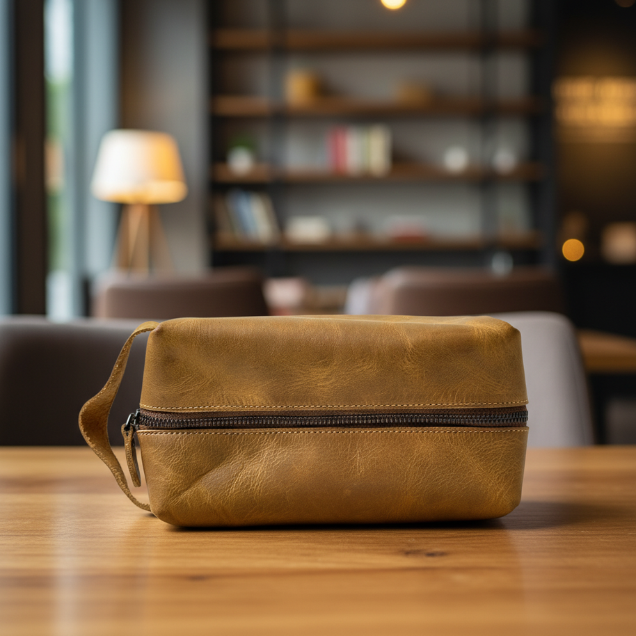 Zauray Premium Leather Dopp Kit – Travel Toiletry Bag