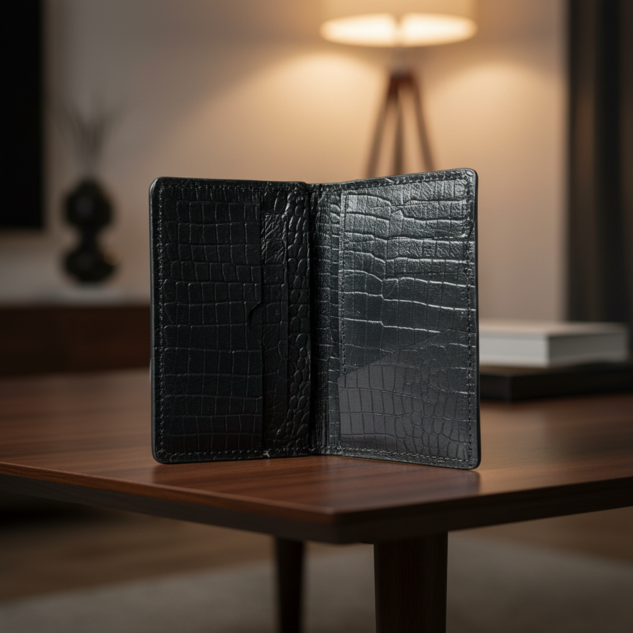 Zauray Croco Noir Bifold Wallet – Signature Edition
