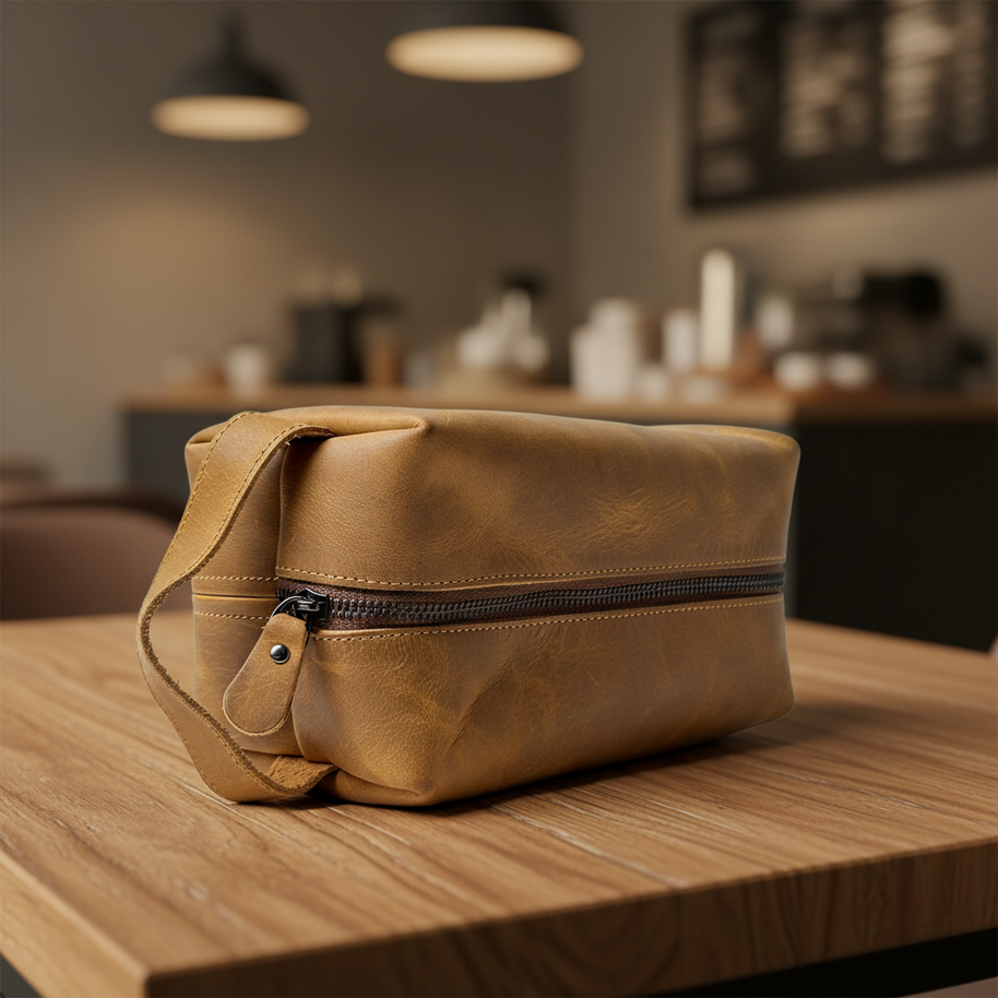 Zauray Premium Leather Dopp Kit – Travel Toiletry Bag